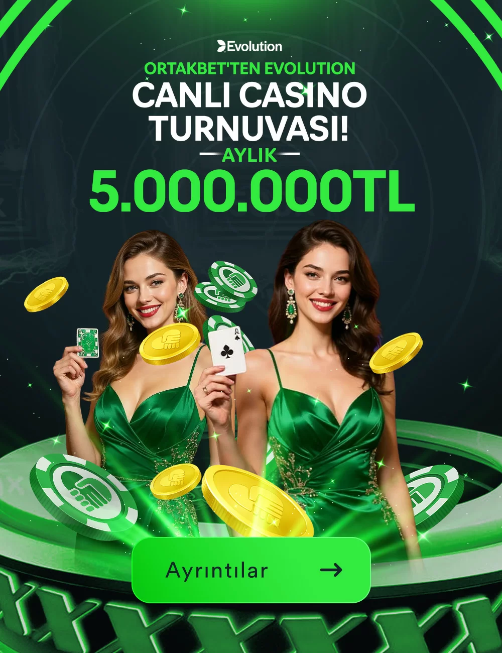 ORTAKBET'TEN EVOLUTION CANLI CASINO TURNUVASI! AYLIK 5.000.000 ₺