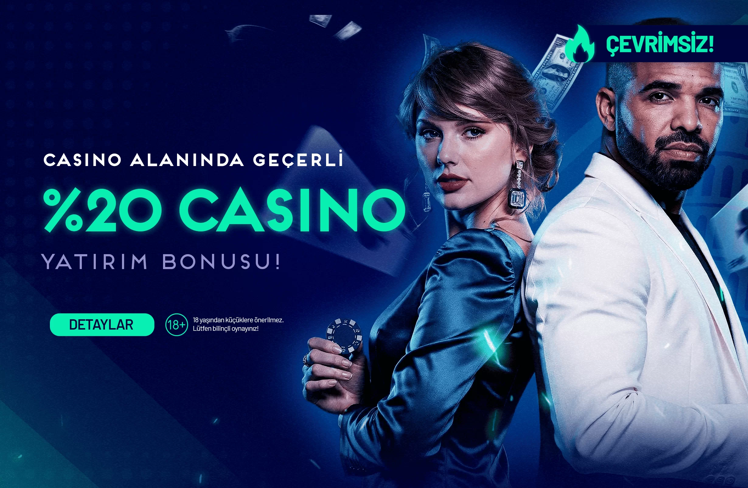 20% ÇEVRİMSİZ CASİNO YATIRIM BONUSU