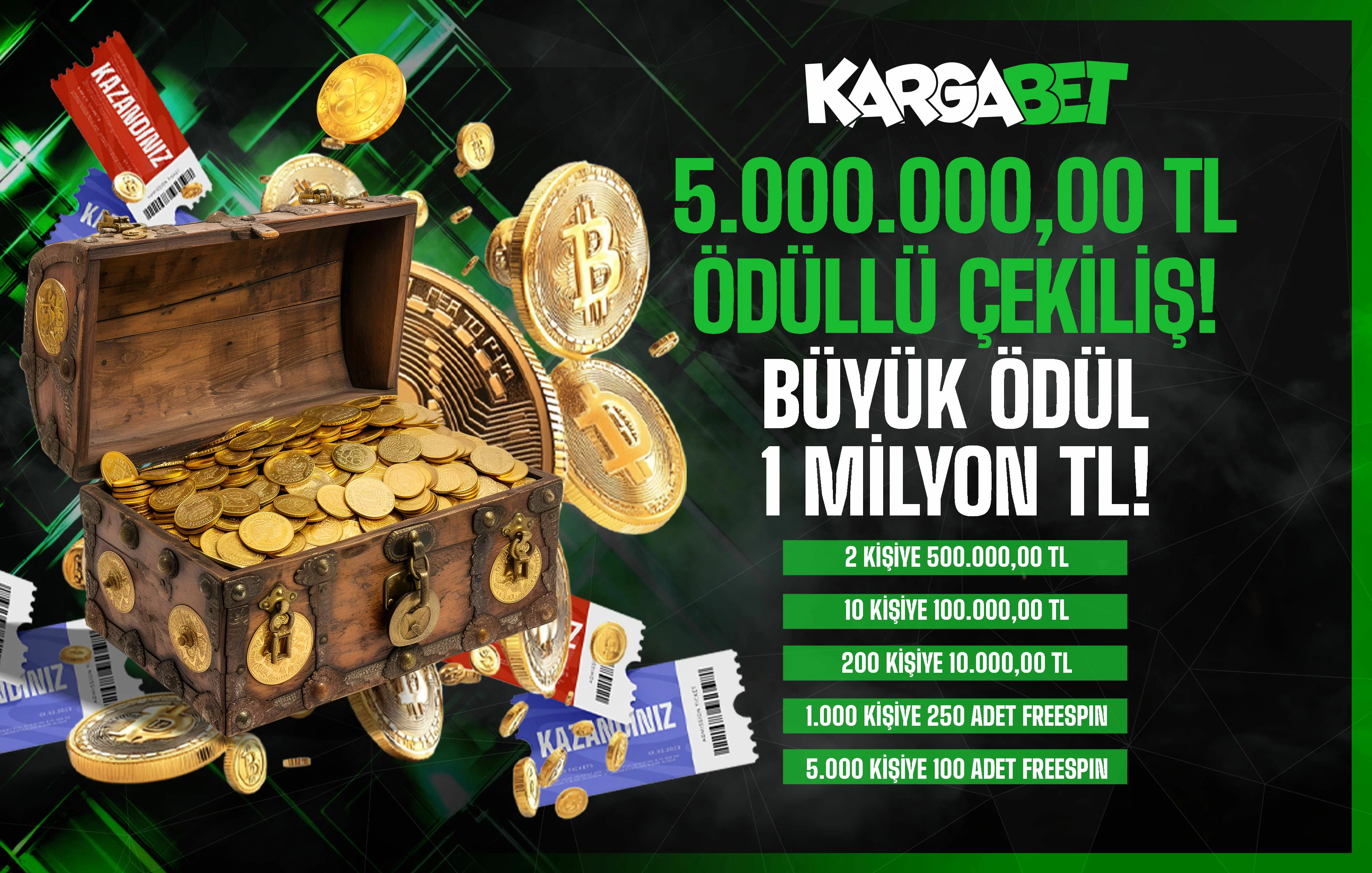 5 MİLYON TL ÖDÜLLÜ KARGABET AYLIK ÇEKİLİŞİ!