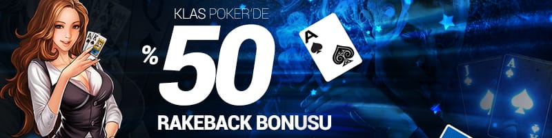 KlasPoker'de %50 RAKEBACK