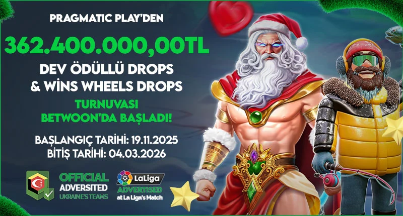 PRAGMATIC PLAY'DEN 362.400.000,00₺ DEV ÖDÜLLÜ DROPS & WINS WHEEL DROPS TURNUVASI BETWOON'DA!