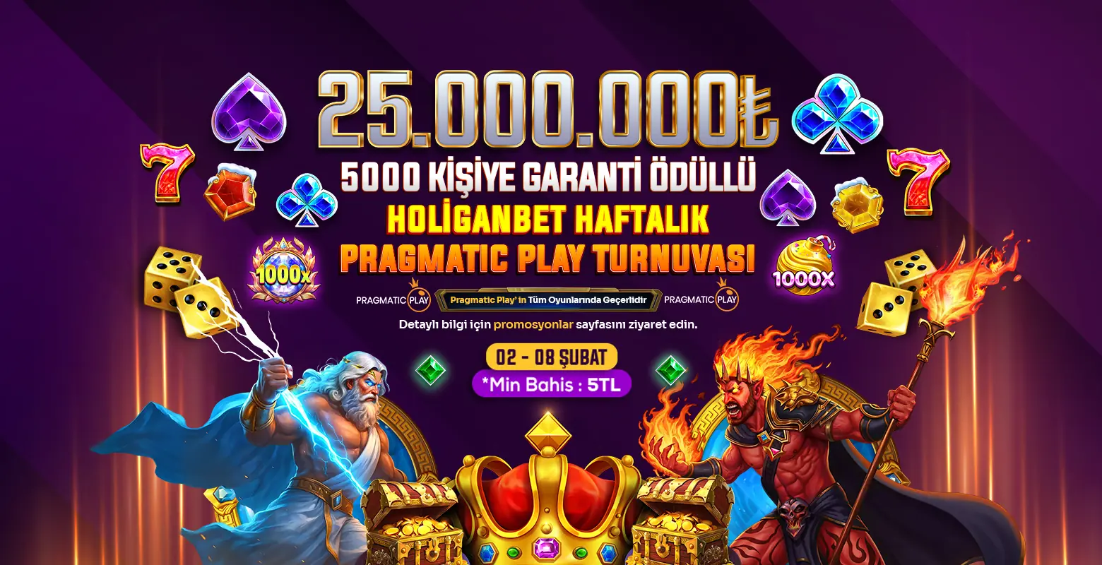 Holiganbet Özel Haftalık Toplam 25.000.000₺ Ödüllü Pragmatic Play Turnuvası
