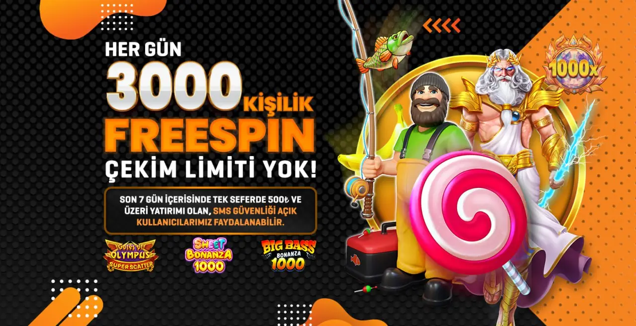 Her gün 3.000 kişilik Freespin Seni Bekliyor!
