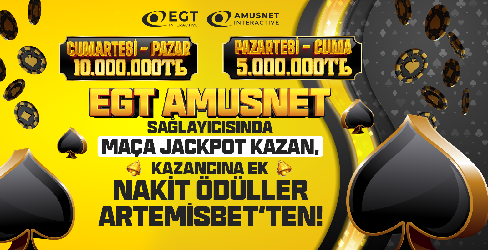 Maça Jackpot Kazanan Üyelerimize
10.000.000₺’ye varan Nakit Ödül Artemisbet’ten